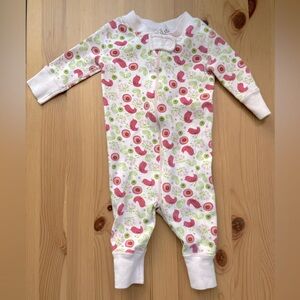 Hanna Andersson 0-6mos pink birds organic cotton baby zippered pajamas